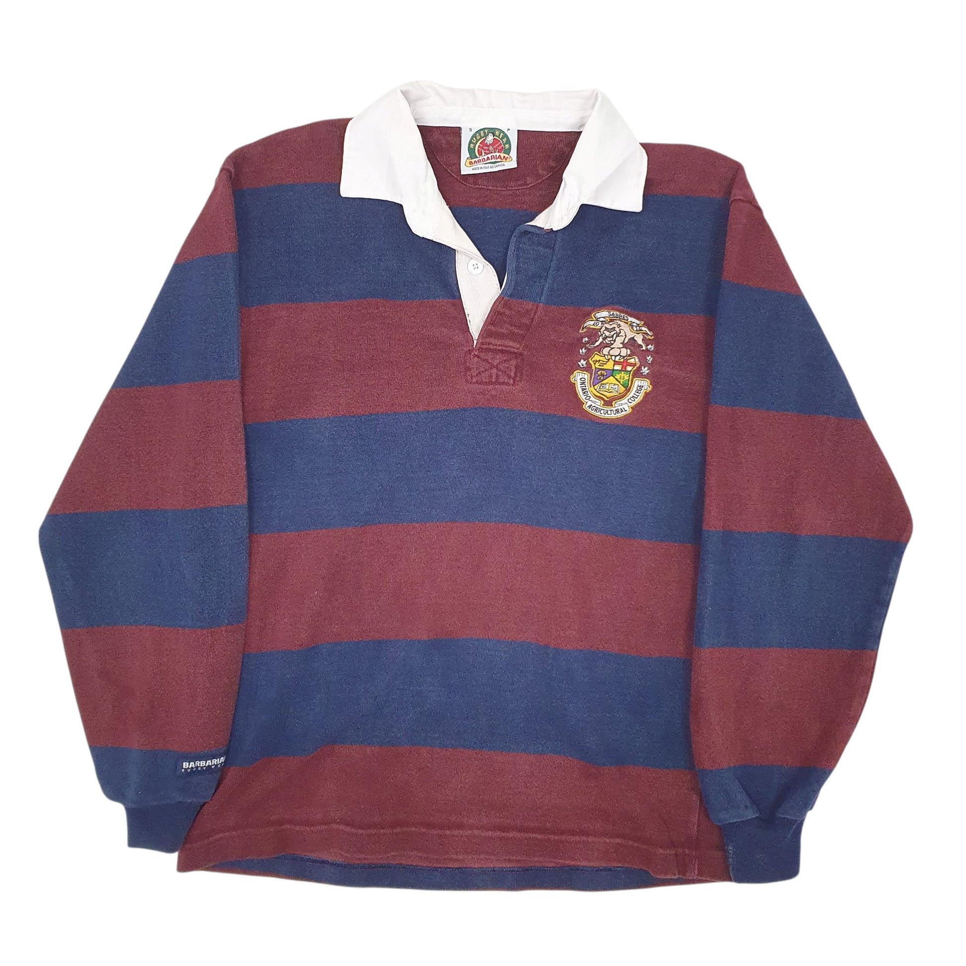 Mens Burgundy Barbarian Rugby Long Sleeve Polo Shirt