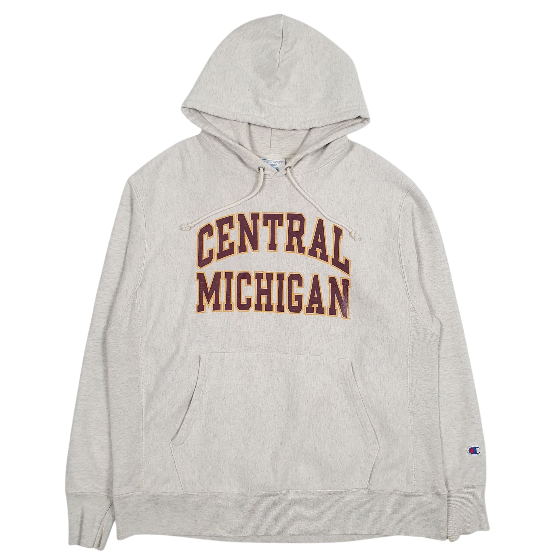 Mens Grey Champion Reverse Weave Central Michigan Hoodie Jumper