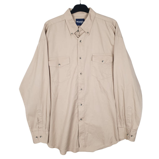Mens Beige Wrangler  Long Sleeve Shirt
