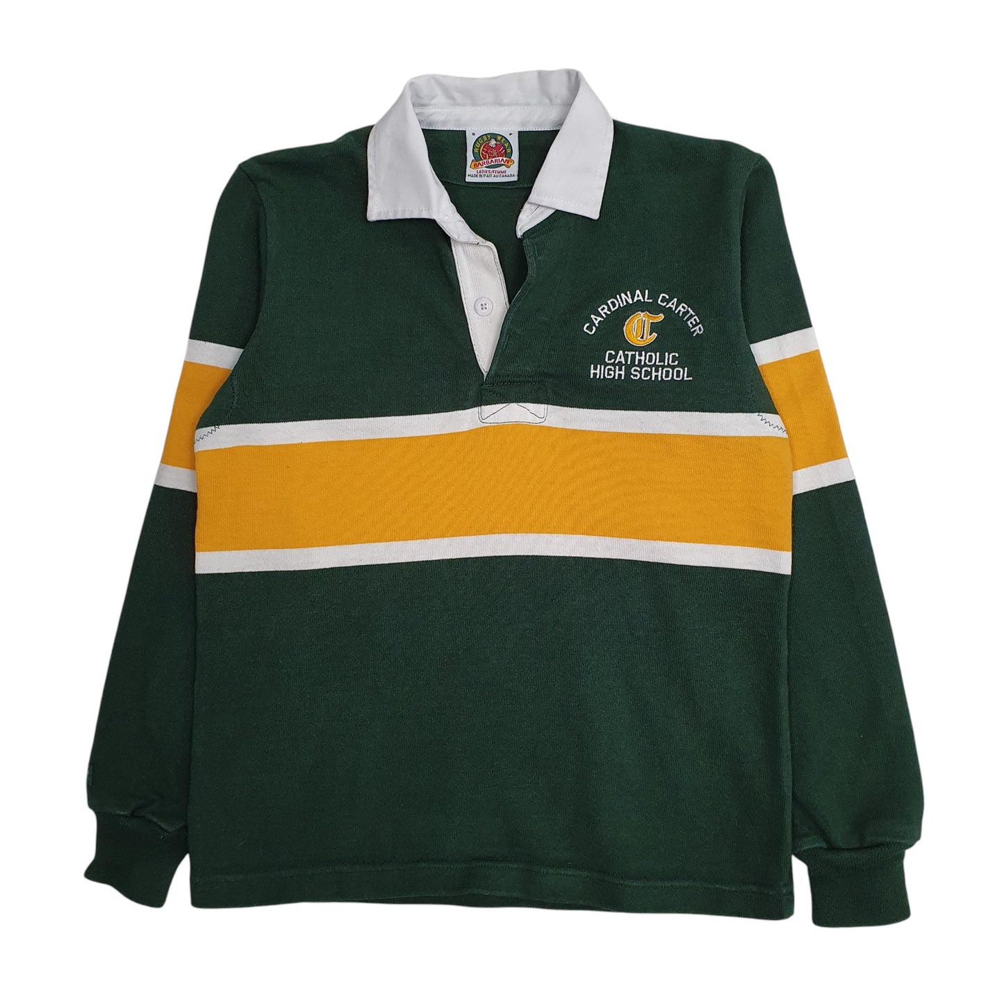 Womens Green Barbarian Rugby Long Sleeve Polo Shirt