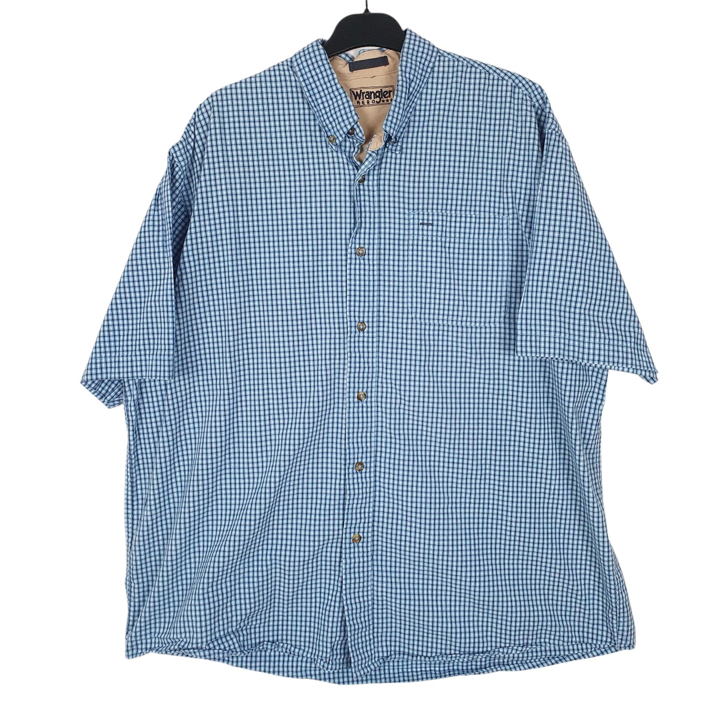 Mens Blue Wrangler Aero Short Sleeve Shirt