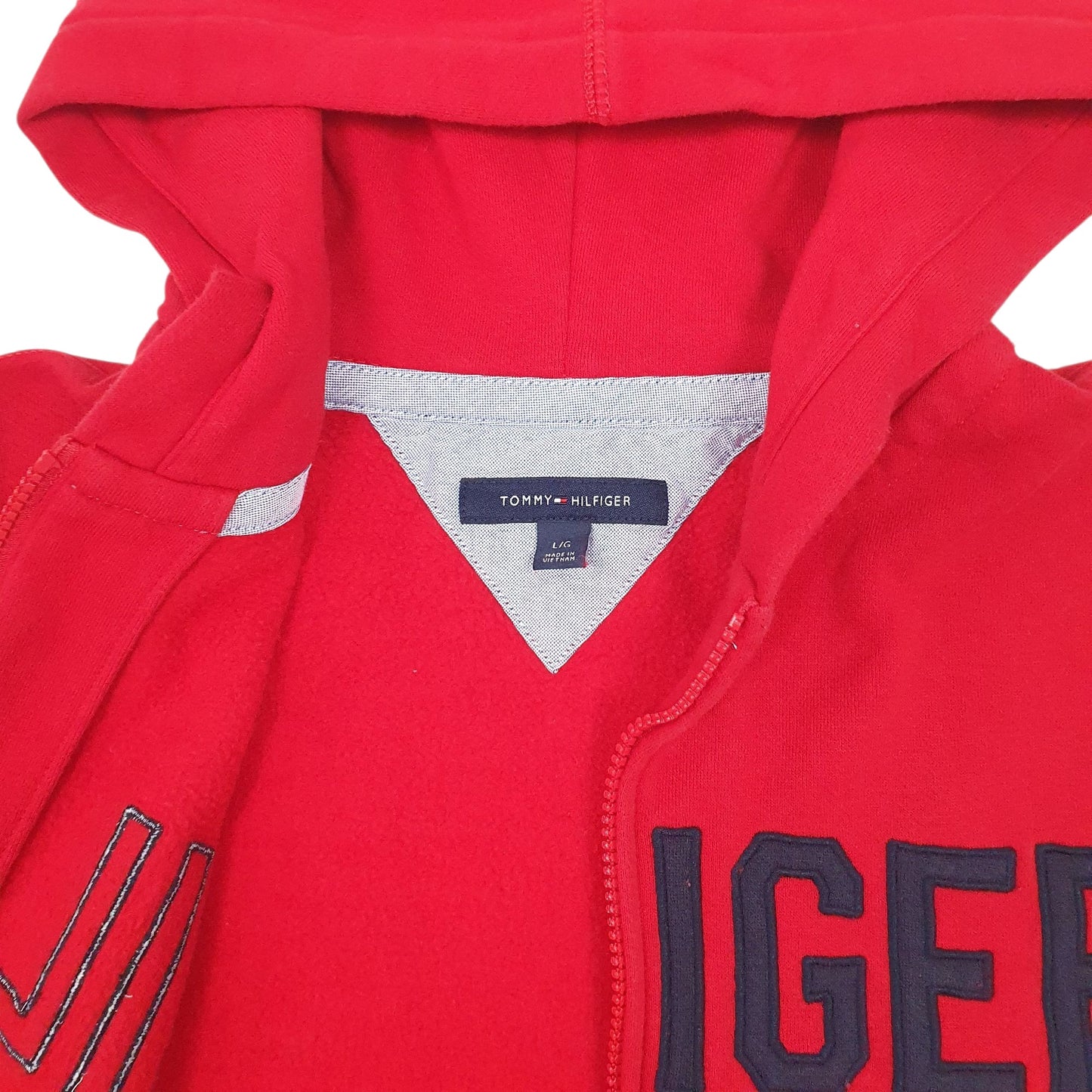 Mens Red Tommy Hilfiger Spellout Full Zip Jumper
