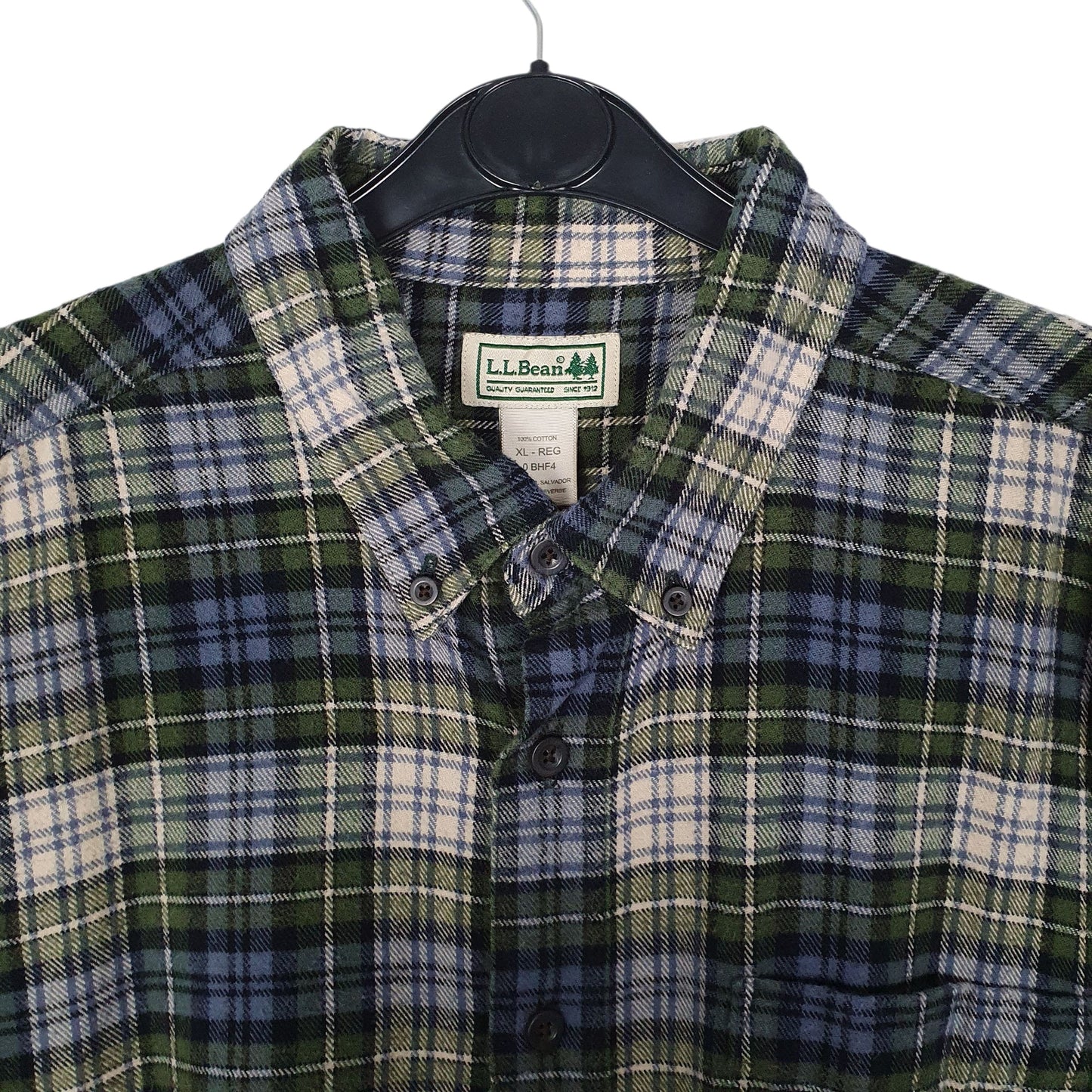 Mens Green L.L.Bean Scotch Plaid Flannel  Shirt