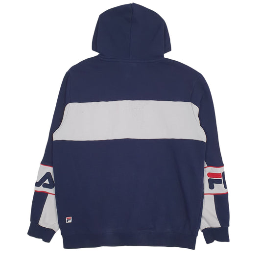 Mens Navy Fila Spellout Hoodie Jumper