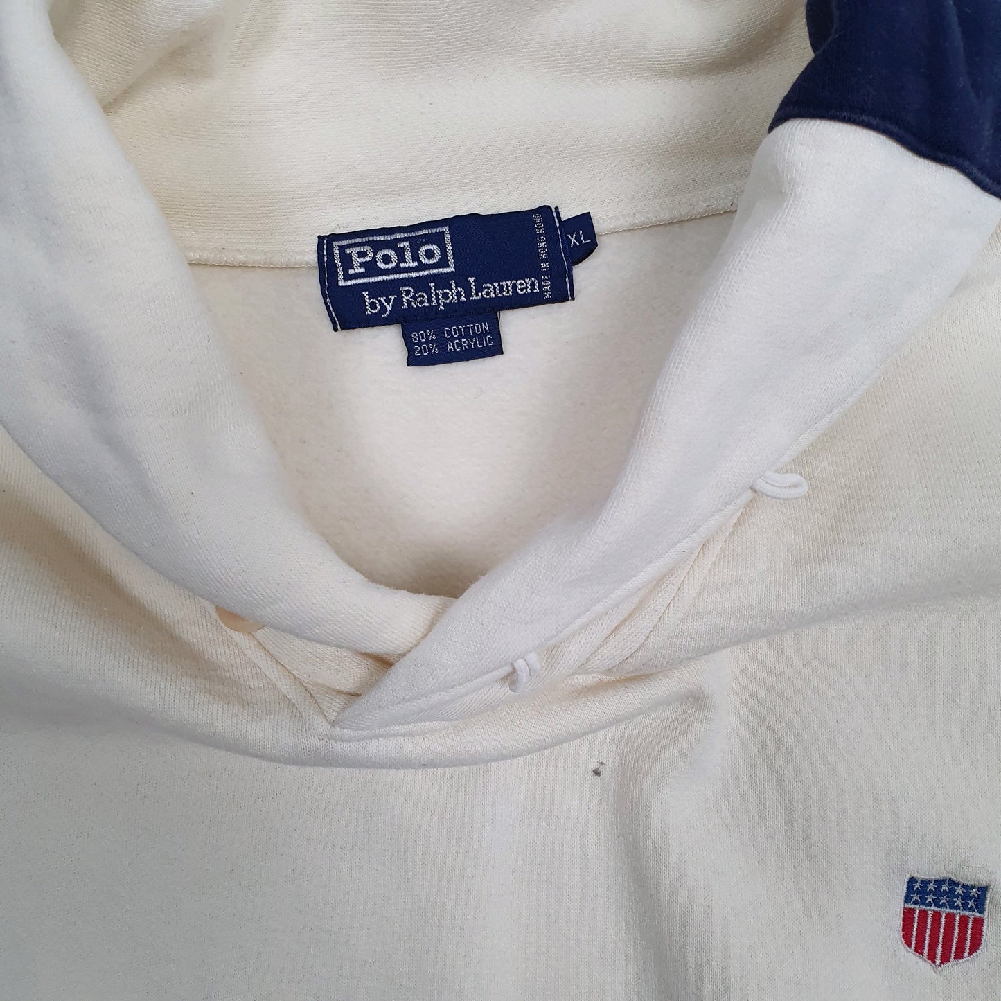 Mens Cream Polo Ralph Lauren Vintage 90s Shoal Neck Jumper
