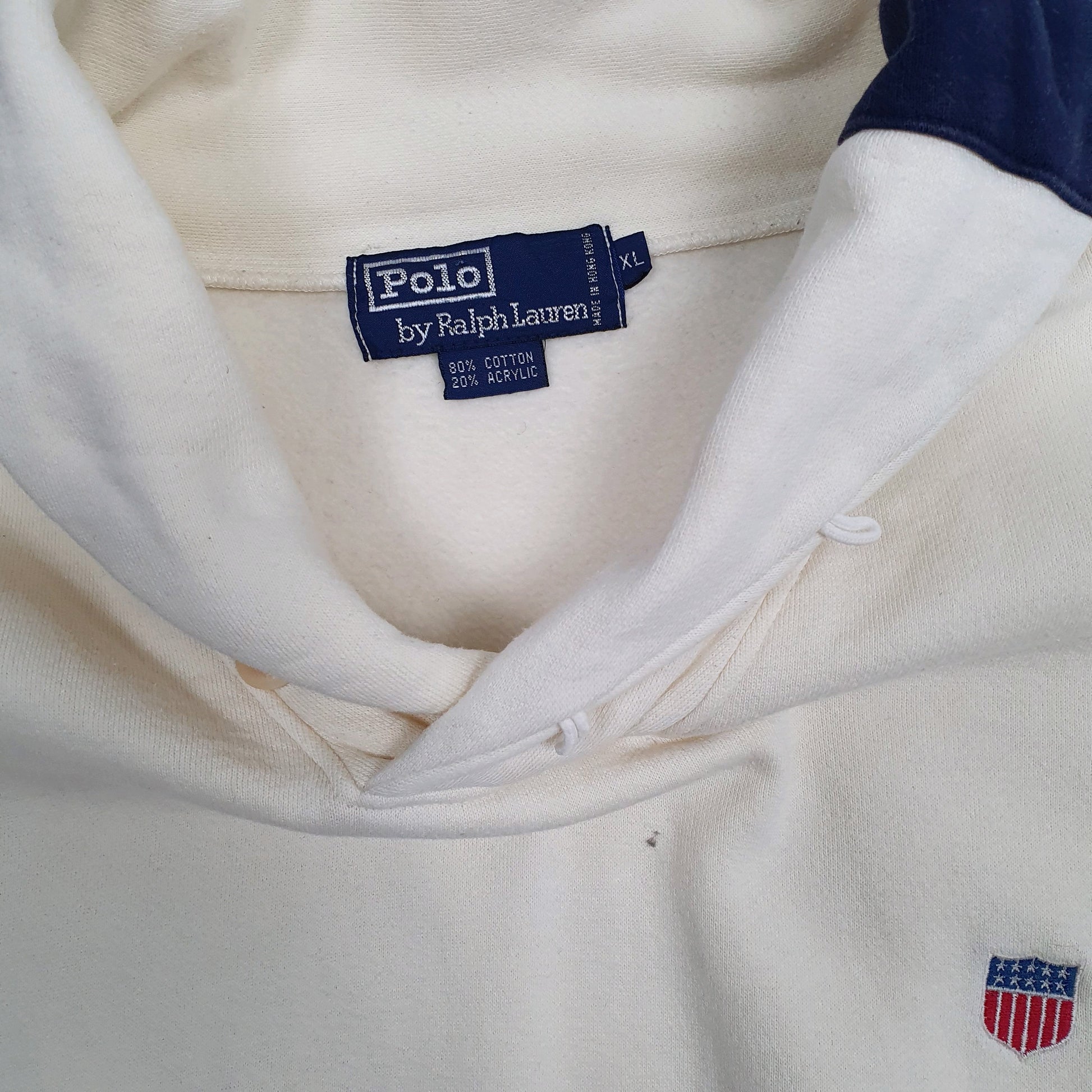 Mens Cream Polo Ralph Lauren Vintage 90s Shoal Neck Jumper