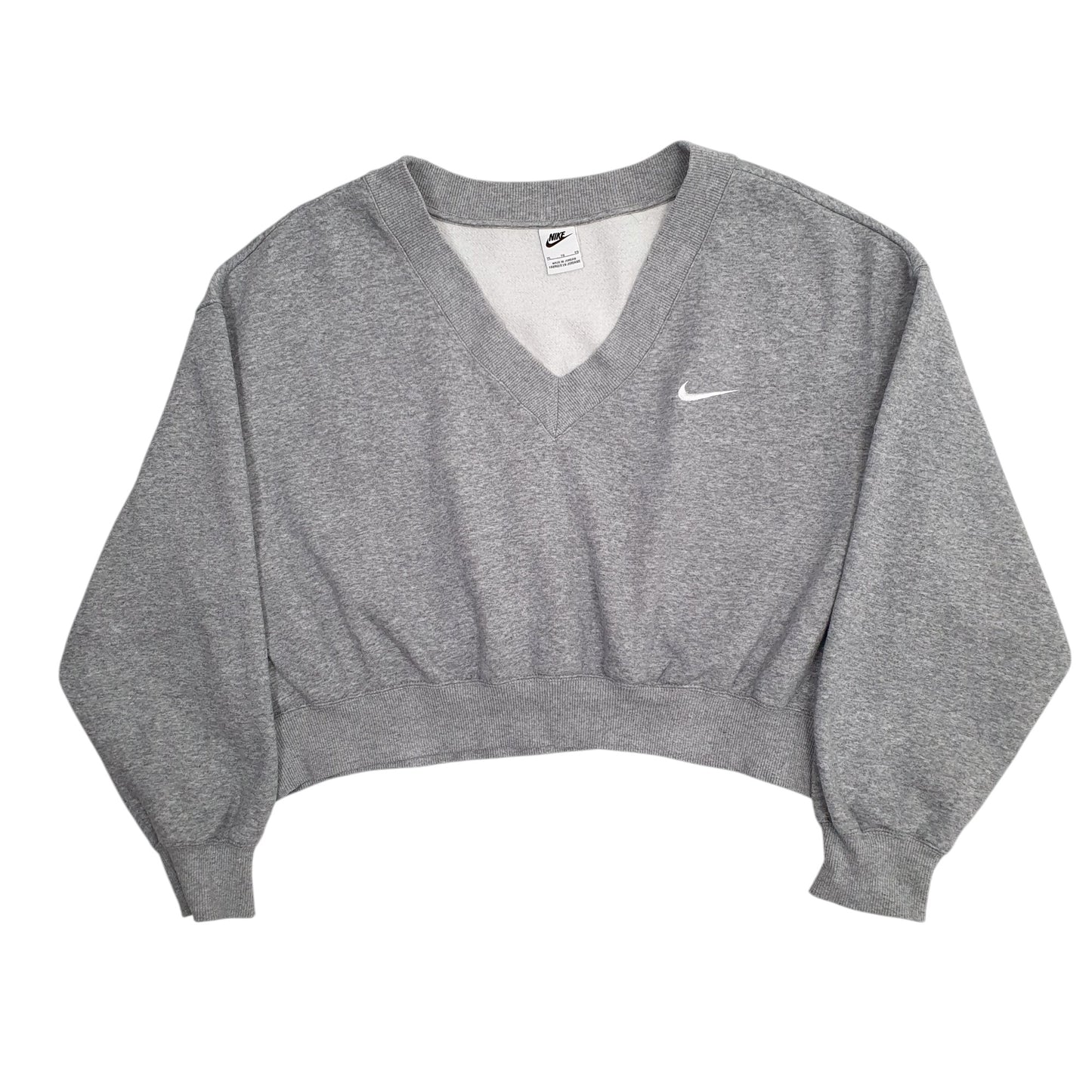 Womens Grey Nike Loose Fit Baggy V Neck Jumper