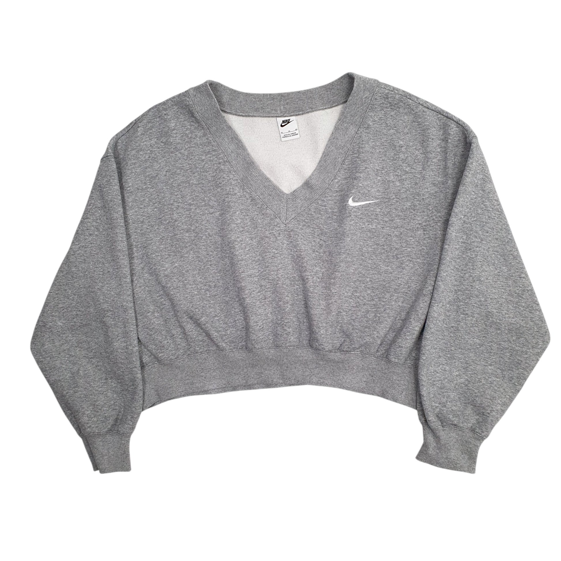 Womens Grey Nike Loose Fit Baggy V Neck Jumper