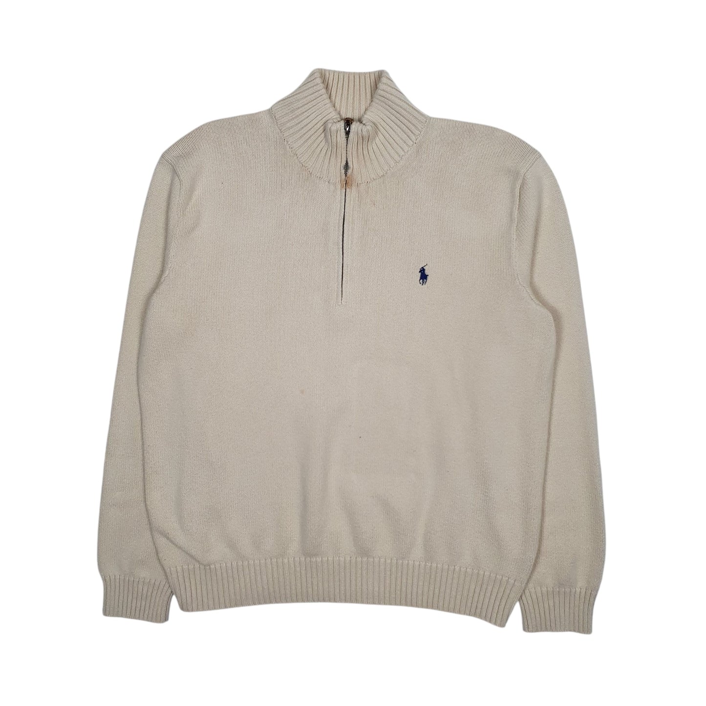Mens Cream Polo Ralph Lauren  Quarter Zip Jumper