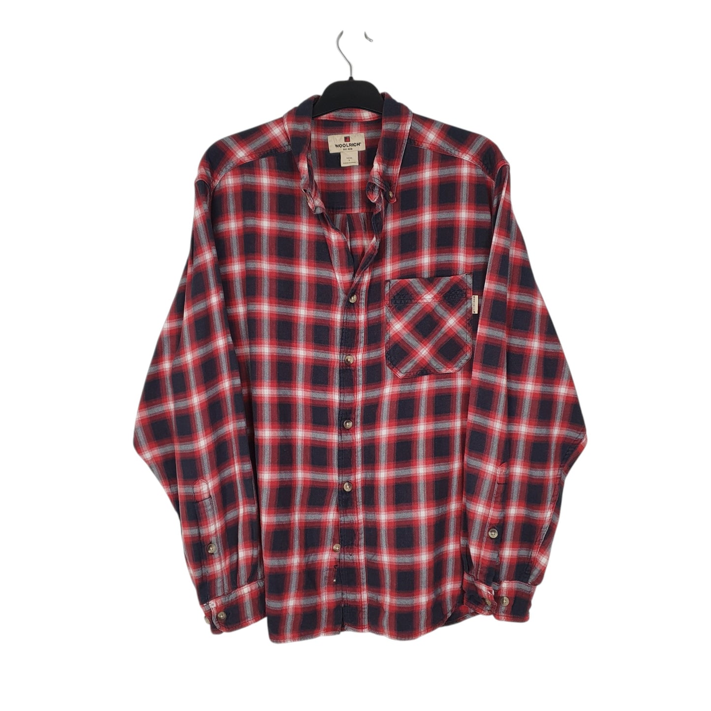 Mens Red Woolrich Plaid Long Sleeve Shirt
