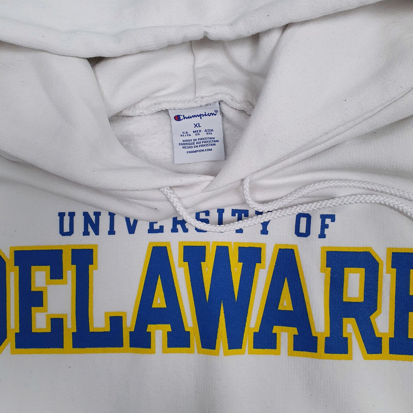Mens White Champion Delaware Hoodie Jumper
