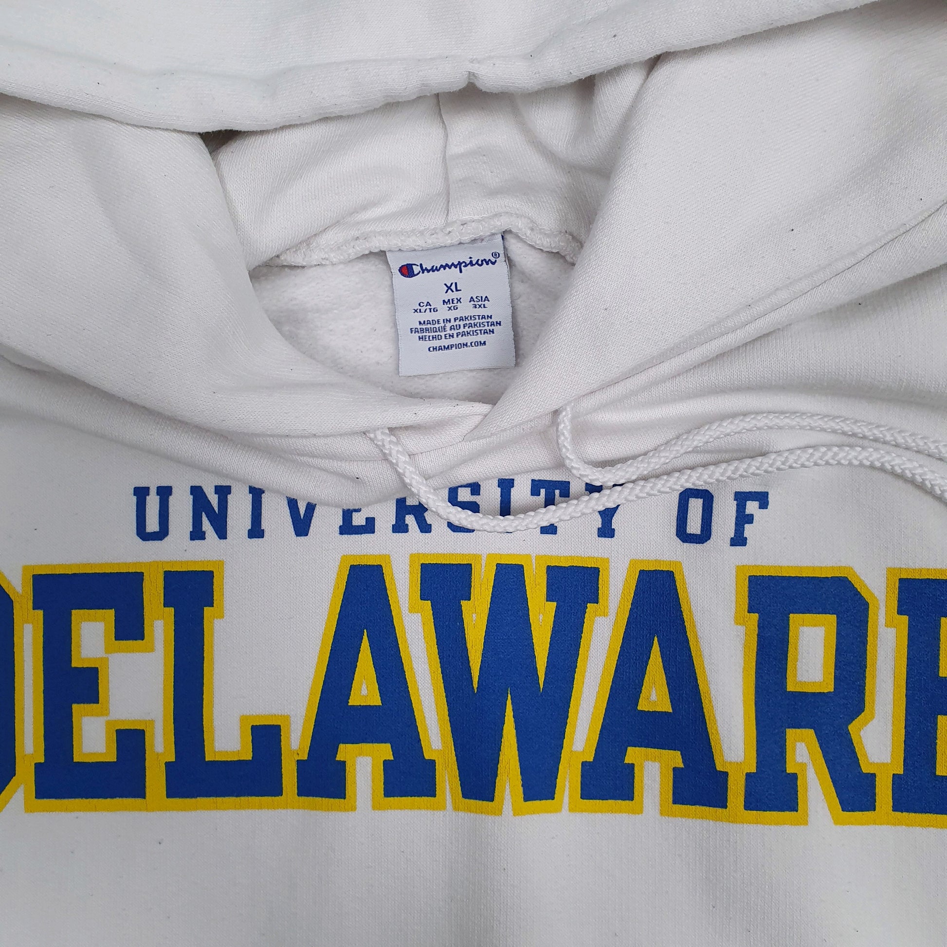 Mens White Champion Delaware Hoodie Jumper