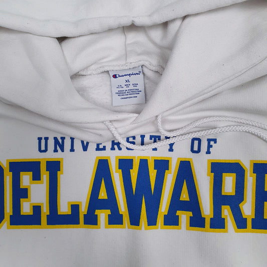Mens White Champion Delaware Hoodie Jumper