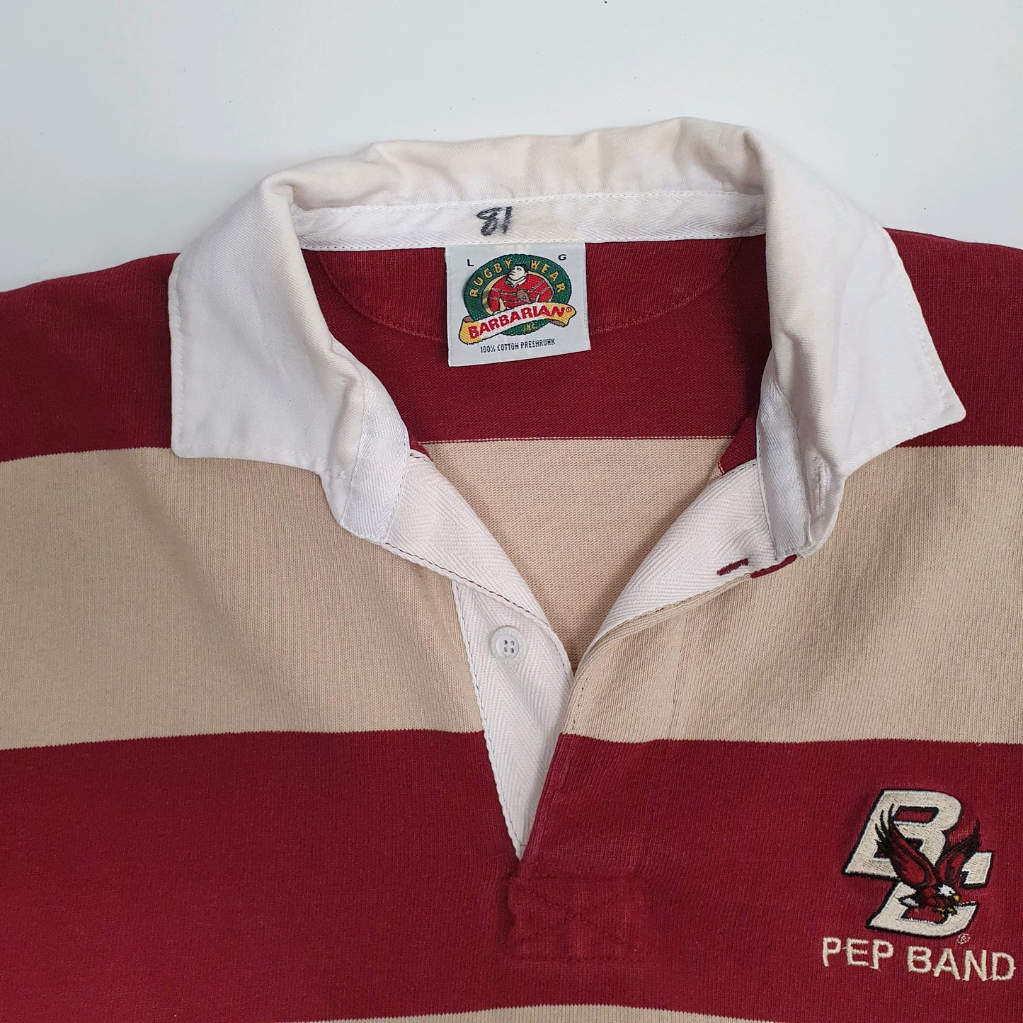 Mens Burgundy Barbarian Rugby Hoodie Polo Shirt