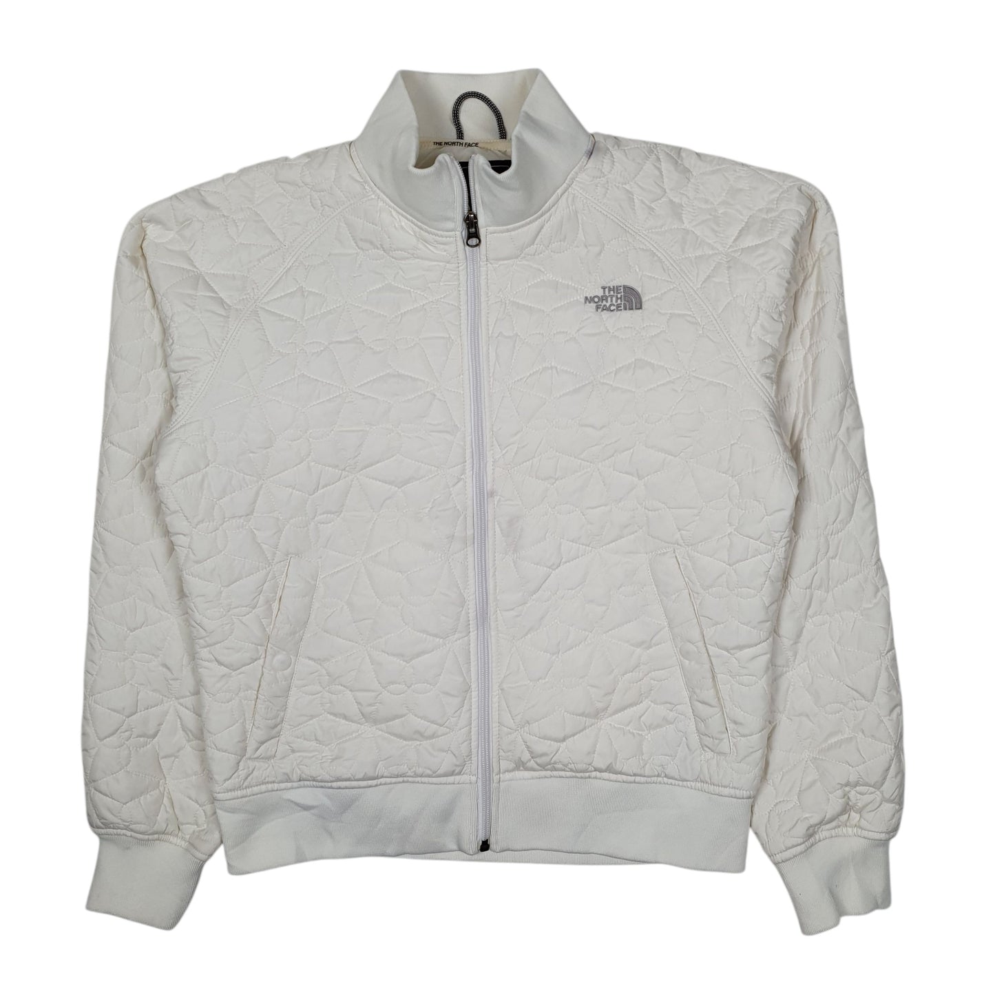 Womens White The North Face Padded Windbreaker Hoodie Coat