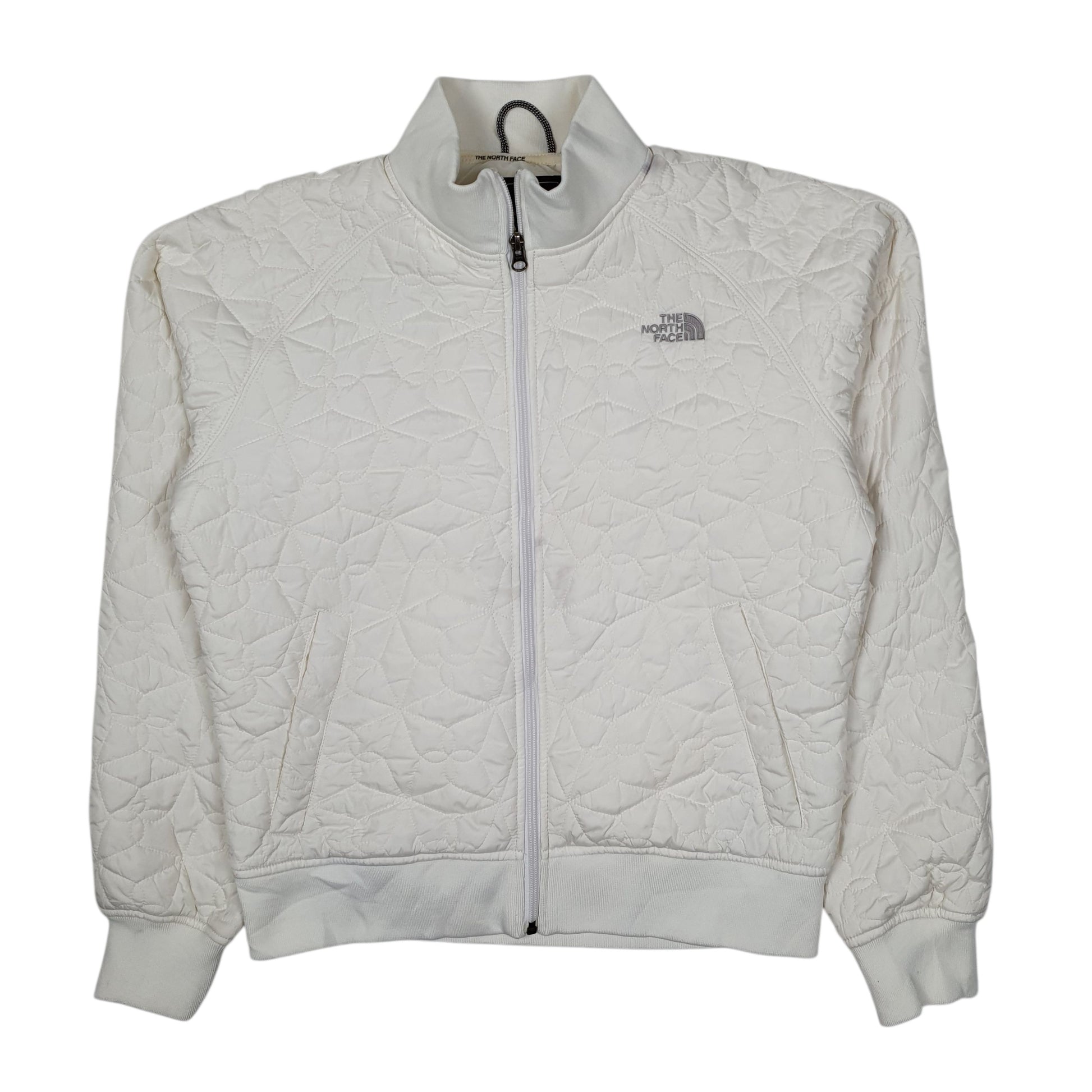 Womens White The North Face Padded Windbreaker Hoodie Coat
