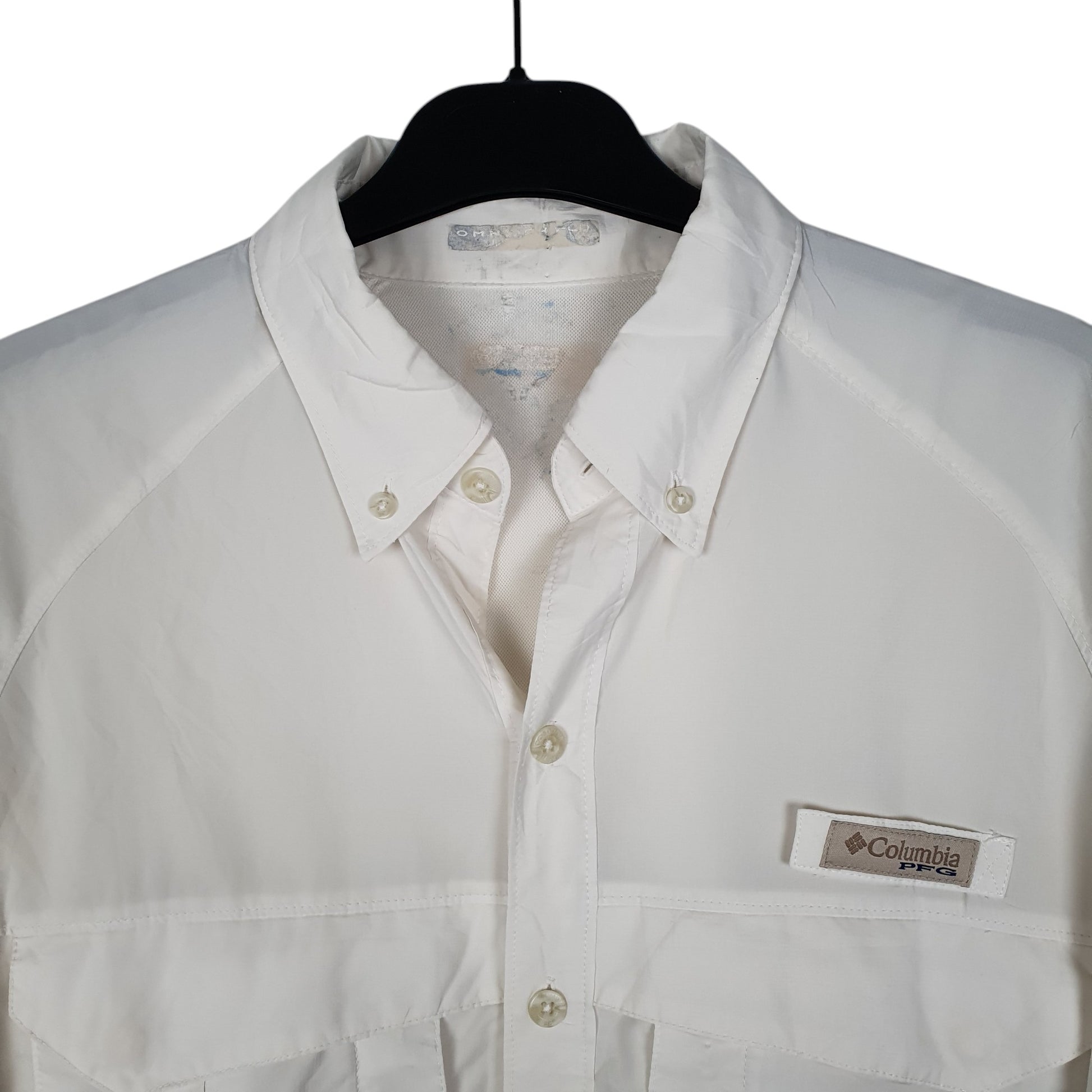 Mens White Columbia Sportswear Company Performance Fishing Gear  Shirt