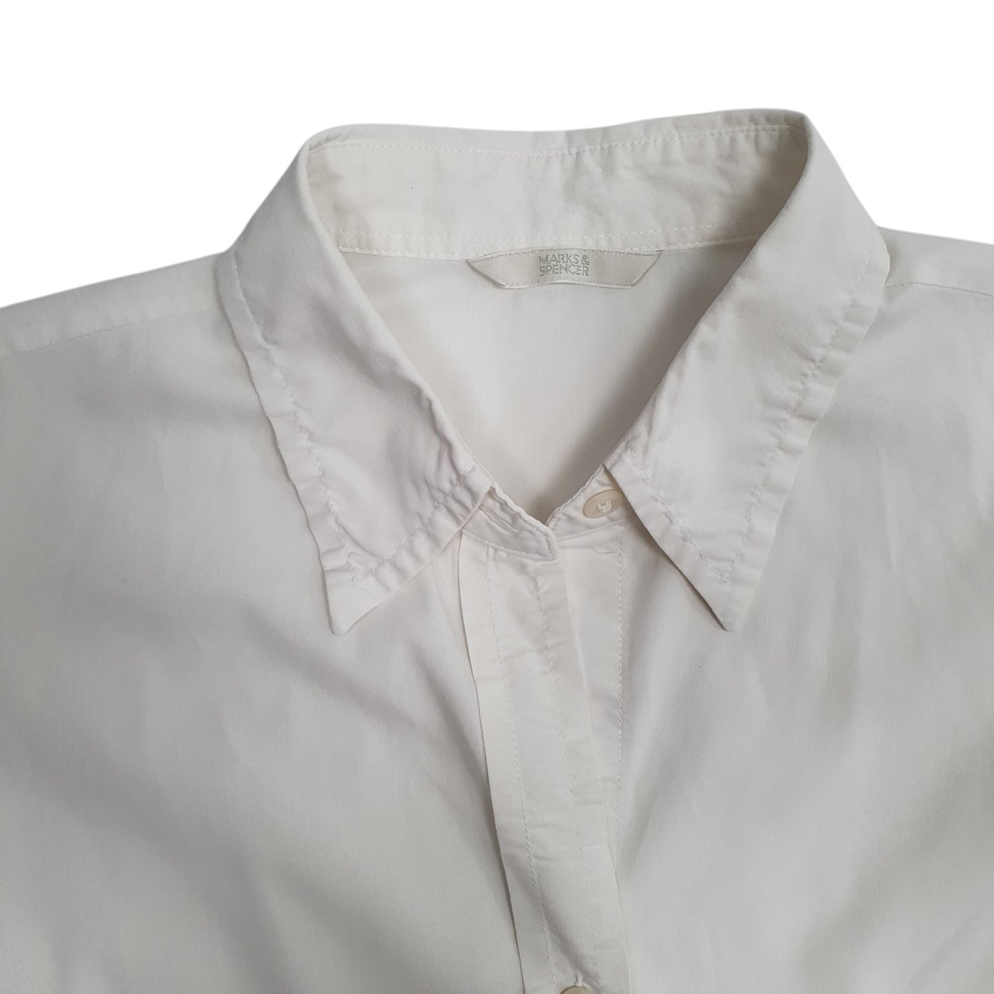 Womens White M&S Blouse Crewneck Shirt