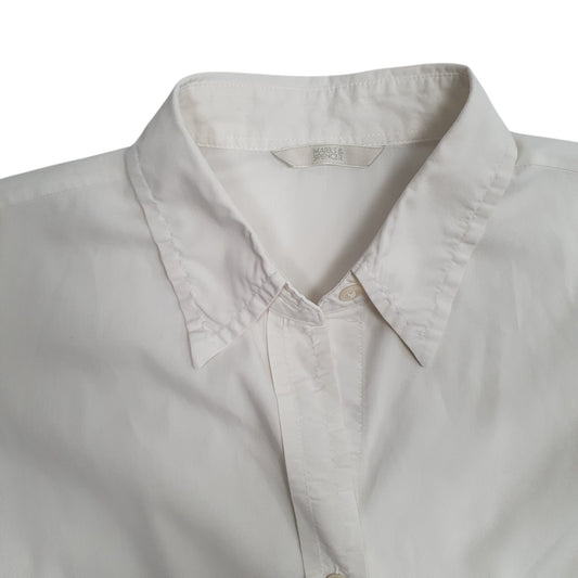 Womens White M&S Blouse Crewneck Shirt
