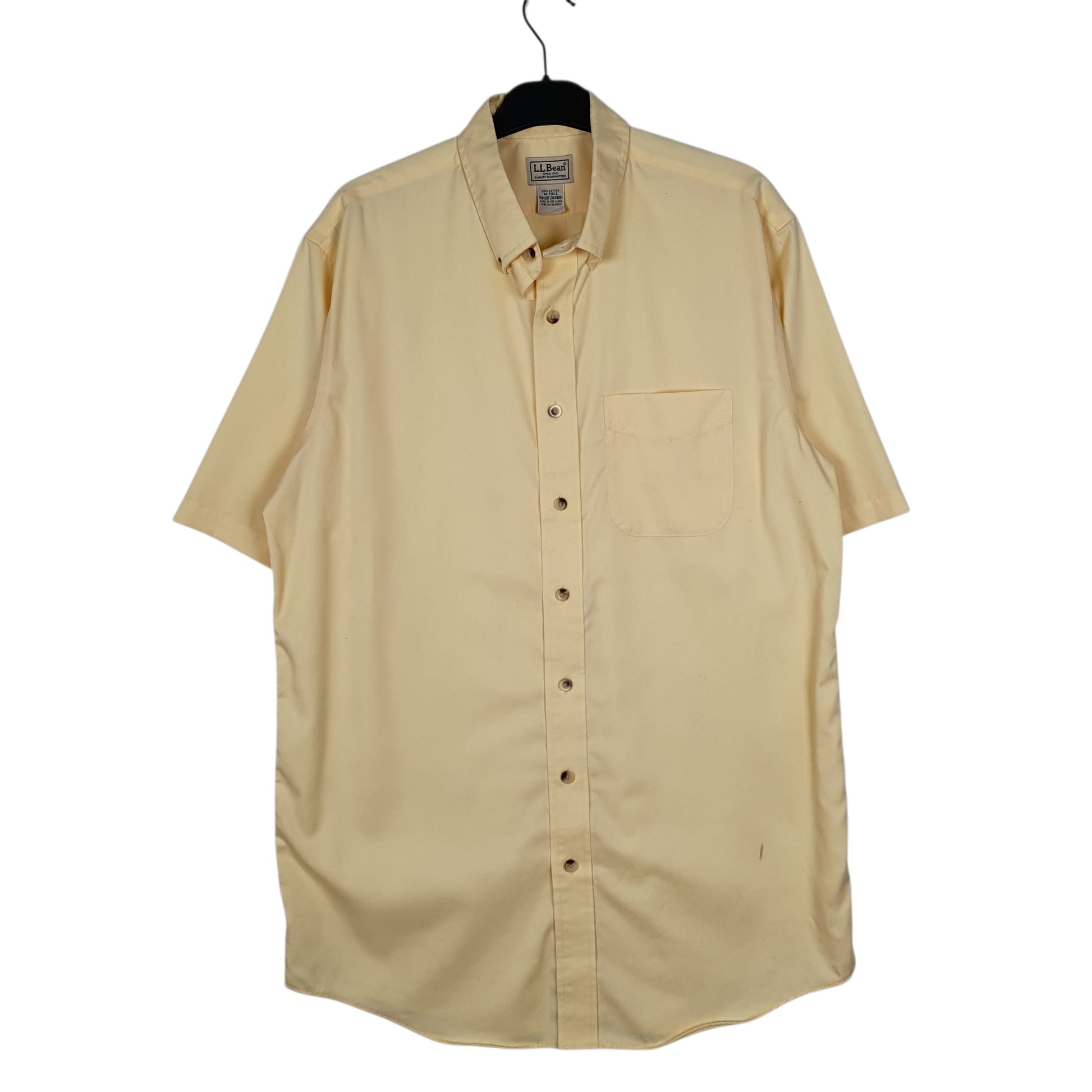 Mens Yellow L.L.Bean Tall Short Sleeve Shirt