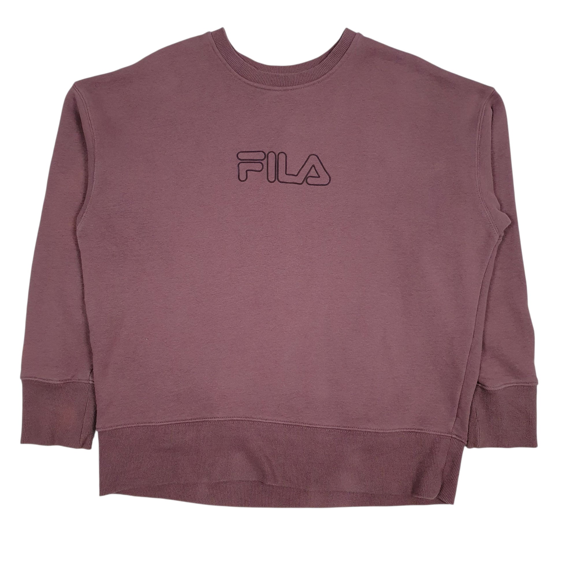 Mens Burgundy Fila Spellout Crewneck Jumper