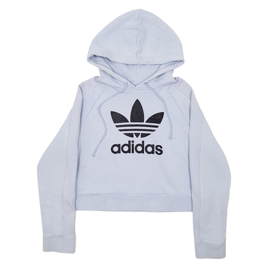 Womens Blue Adidas Spellout Hoodie Jumper