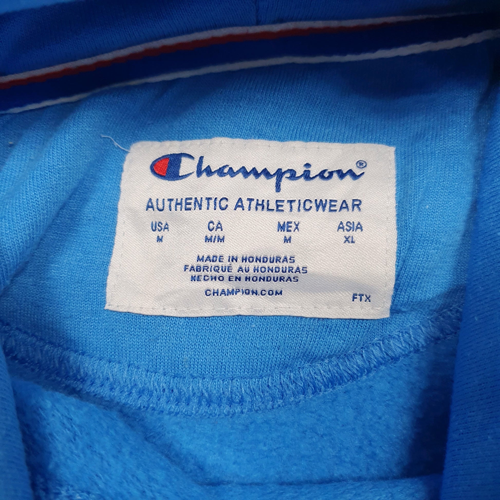 Mens Blue Champion Spellout Hoodie Jumper