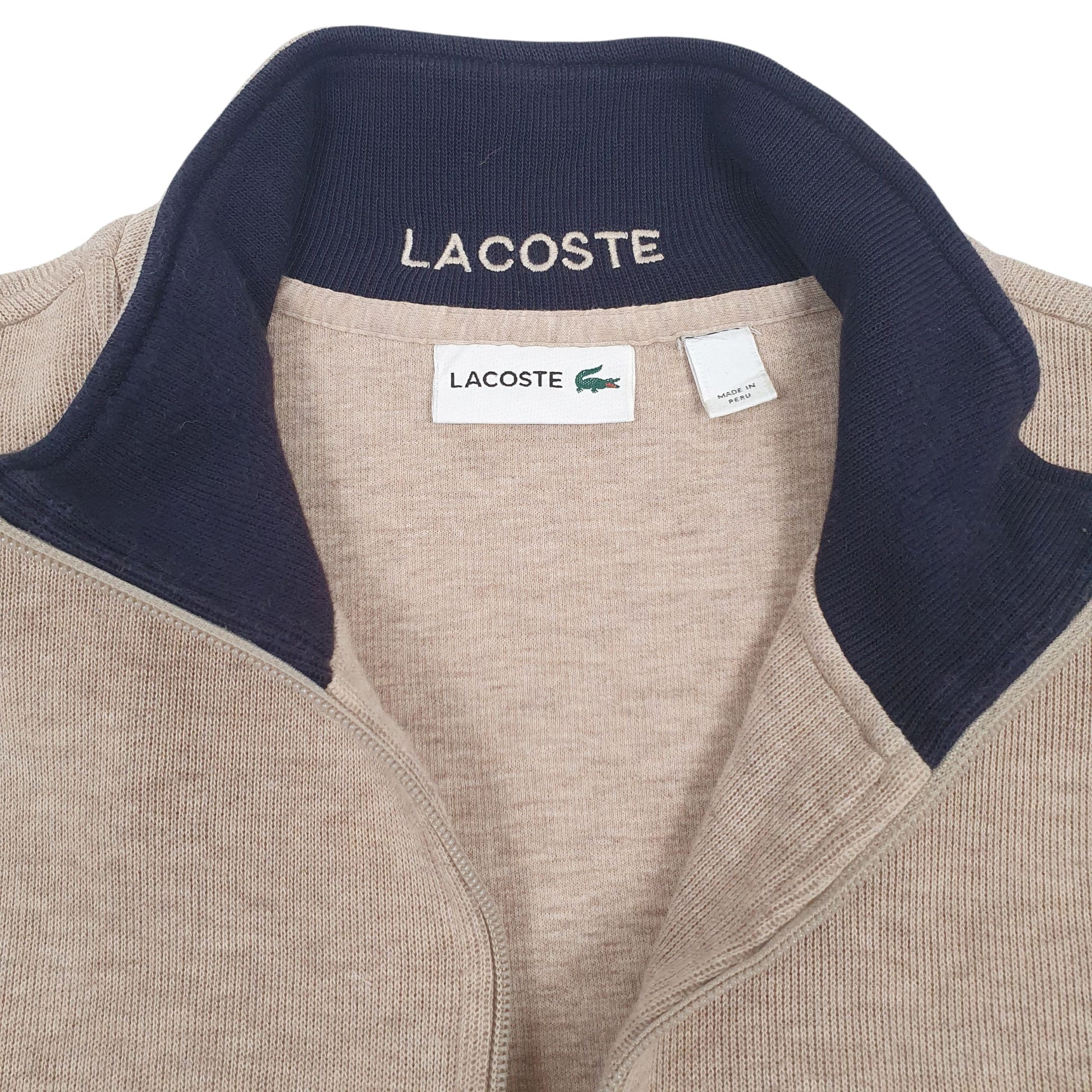 Mens Brown Lacoste  Quarter Zip Jumper