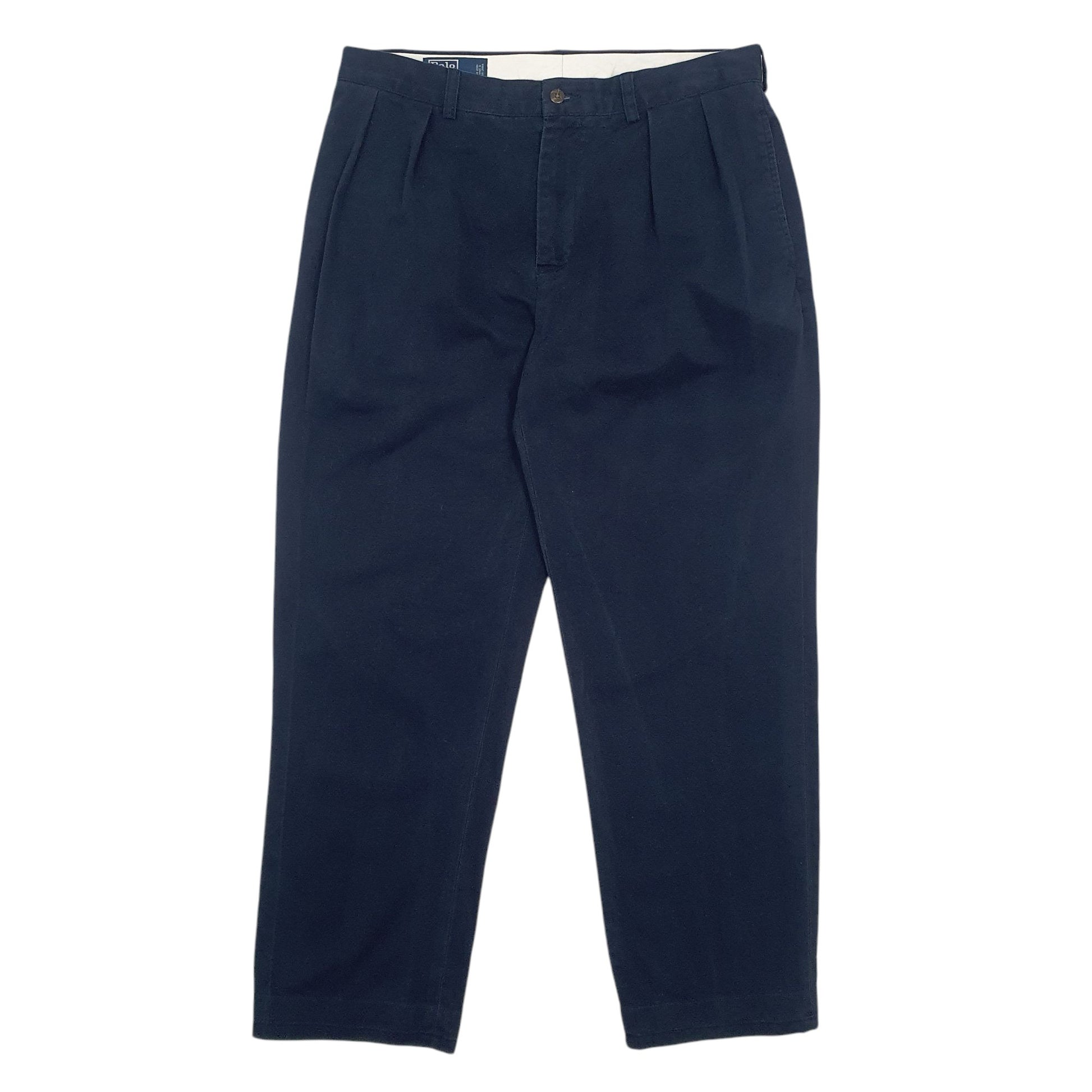 Mens Navy Polo Ralph Lauren Ethan Pant Double Pleated Chino Trousers