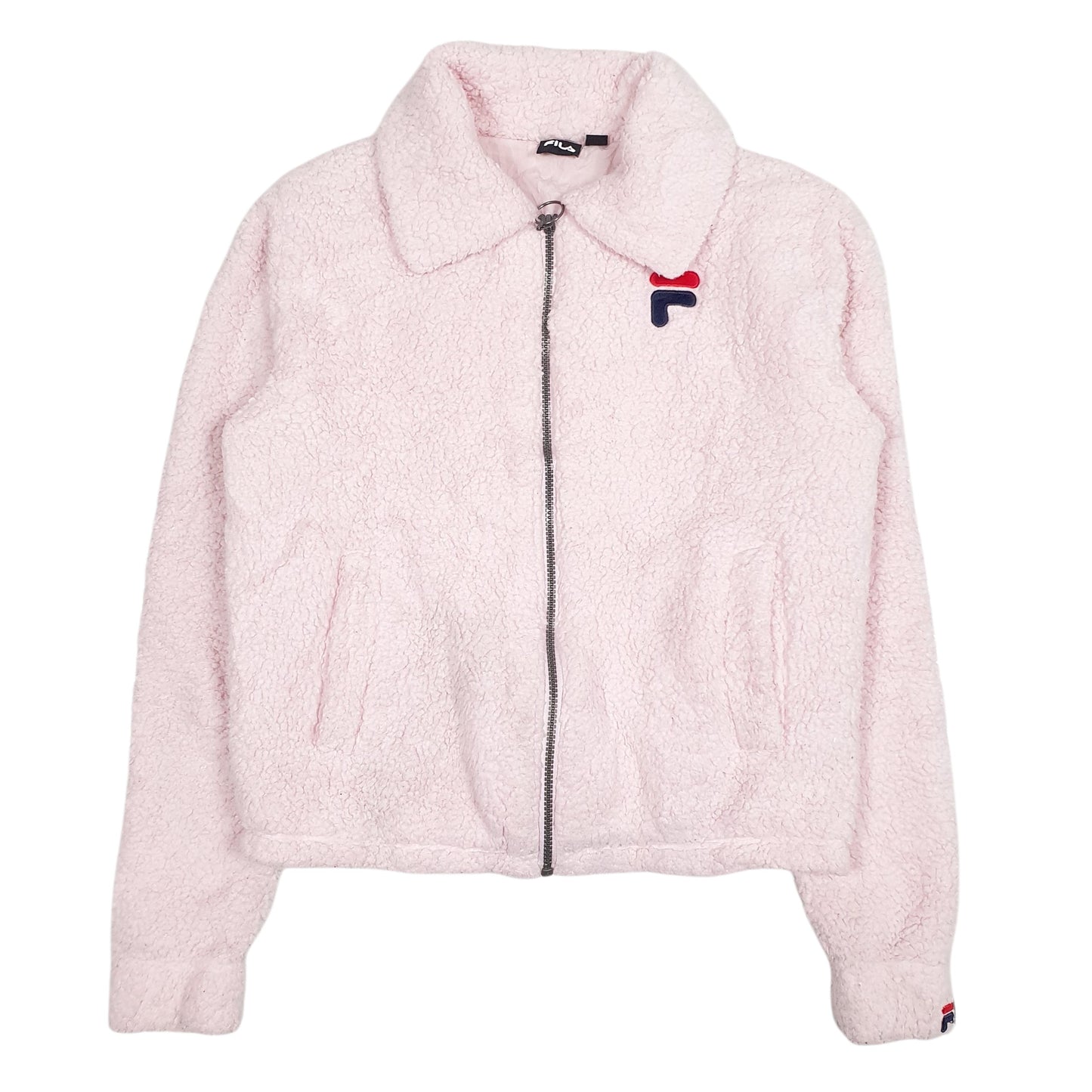Womens Pink Fila Fluffy Full Zip Jumper