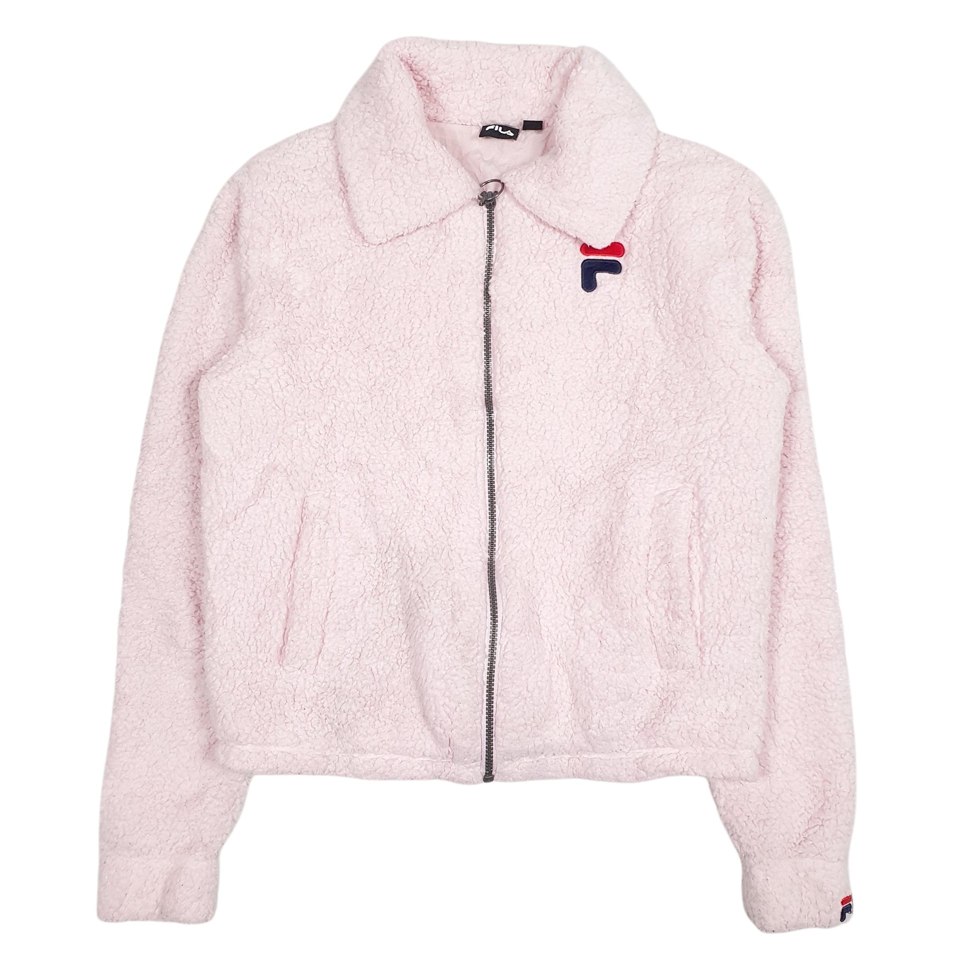 Womens Pink Fila Fluffy Full Zip Jumper