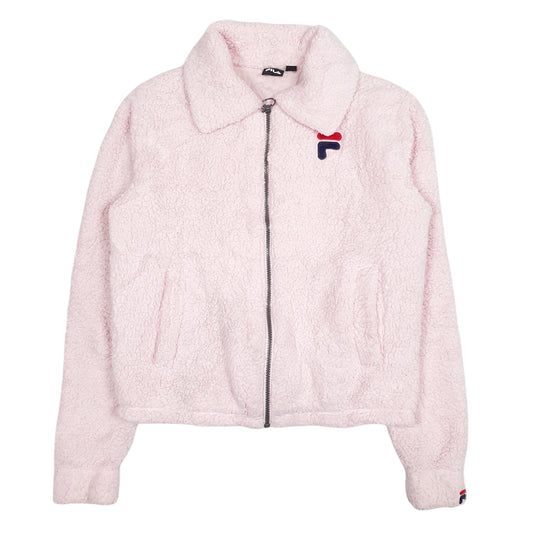 Womens Pink Fila Fluffy Full Zip Jumper