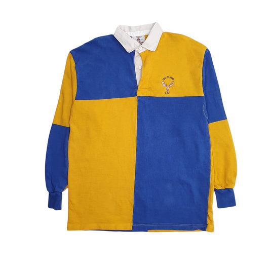 Mens Blue Barbarian Rugby Long Sleeve Polo Shirt