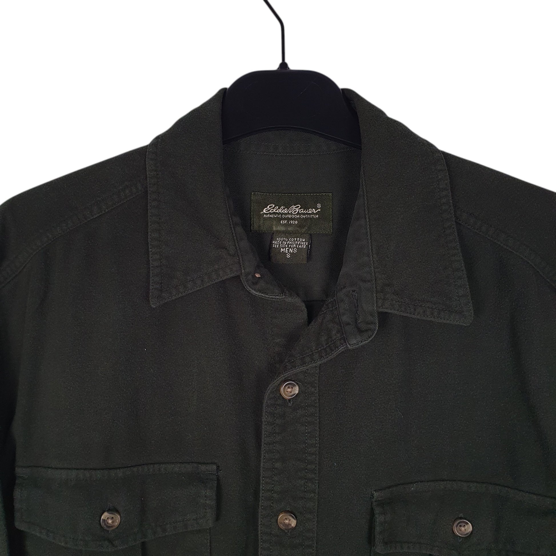 Mens Green Eddie Bauer Chamois  Shirt