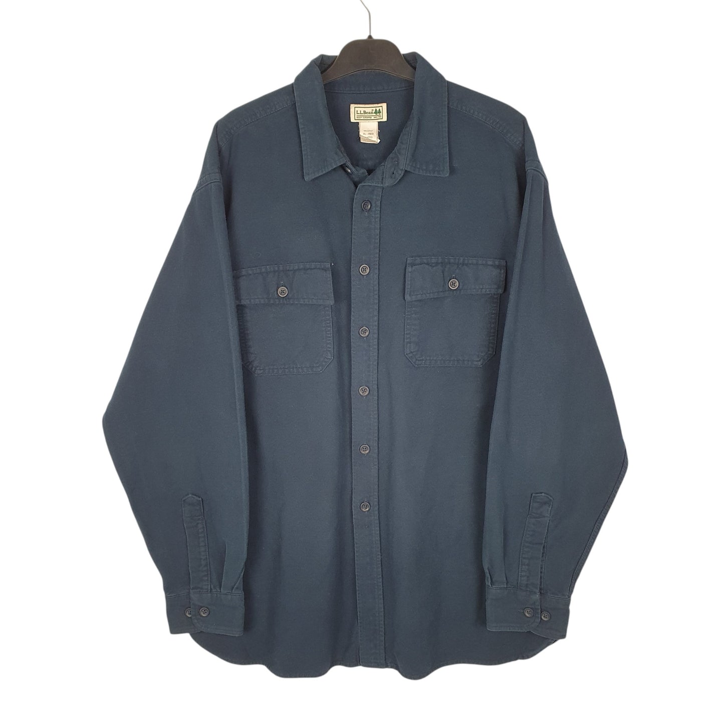 Mens Navy L.L.Bean Chamois Long Sleeve Shirt