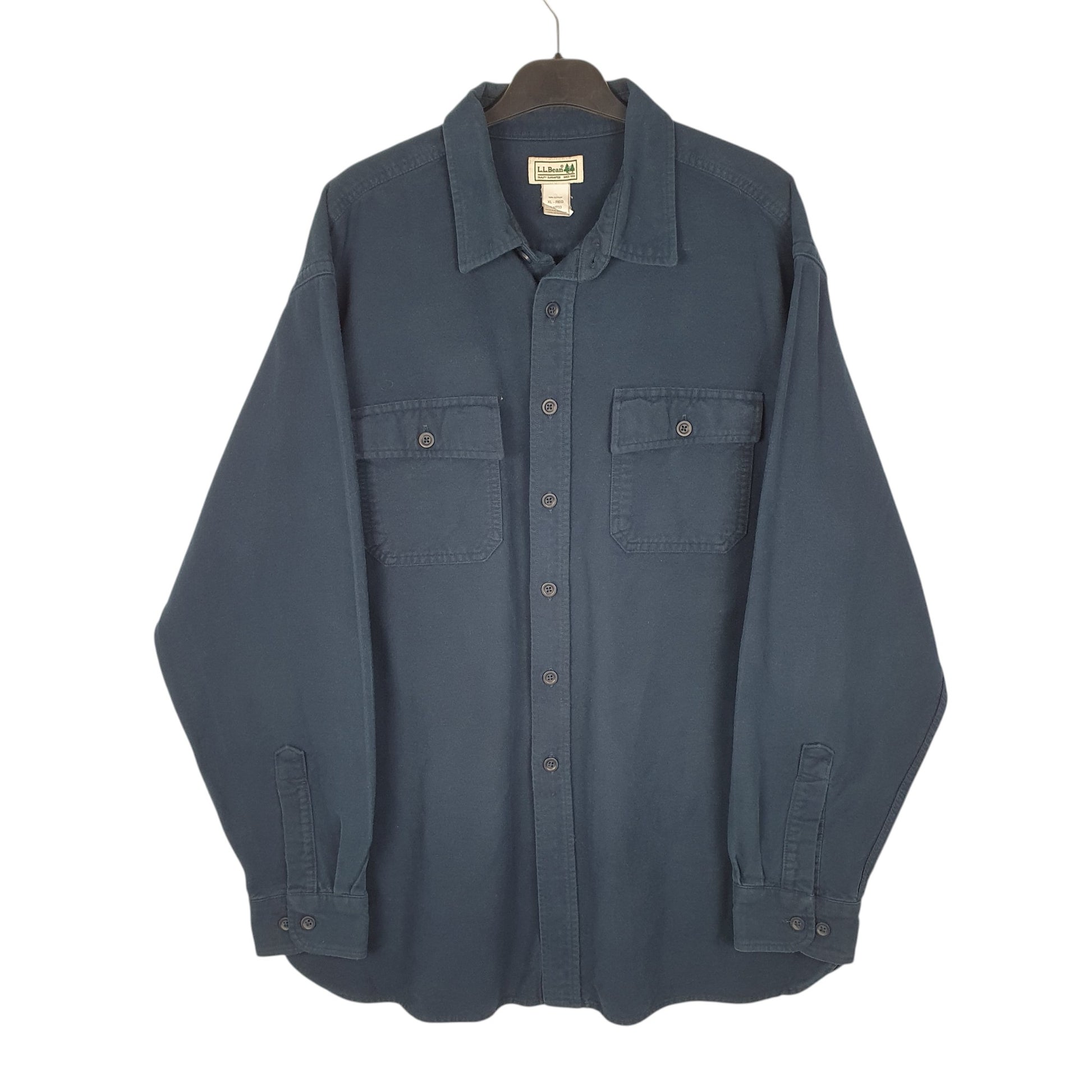 Mens Navy L.L.Bean Chamois Long Sleeve Shirt