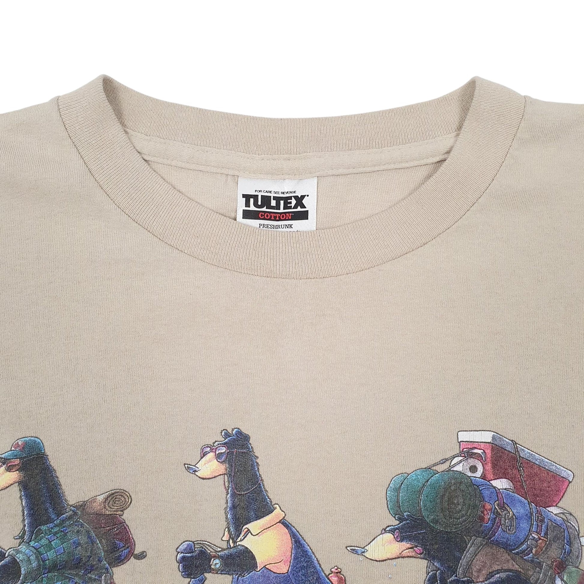 Mens Beige Tultex Vintage 90s  T Shirt