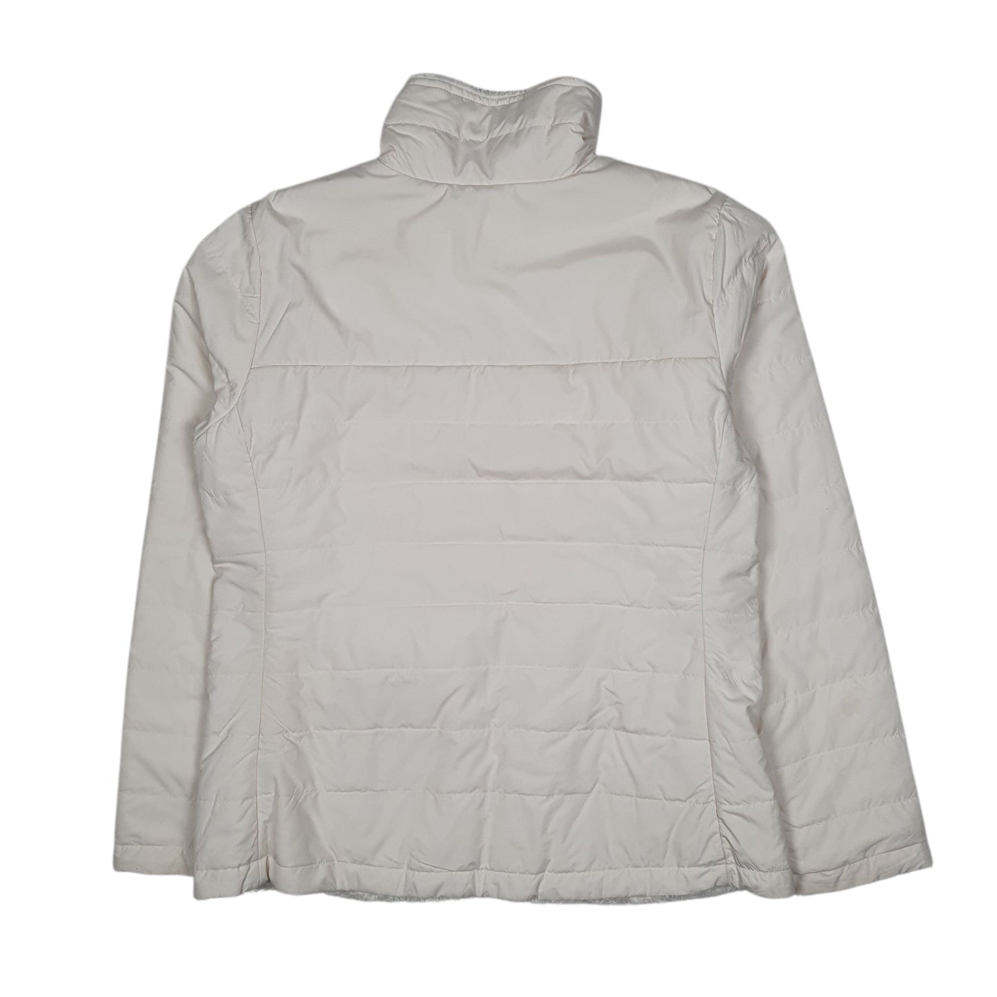 Womens White The North Face Reversible Fluffy Windbreaker Full Zip Coat