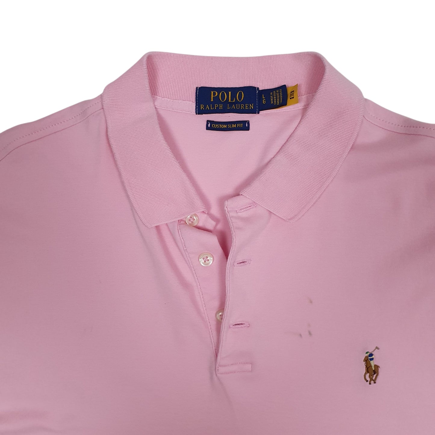 Mens Pink Polo Ralph Lauren Custom Slim Fit  Polo Shirt