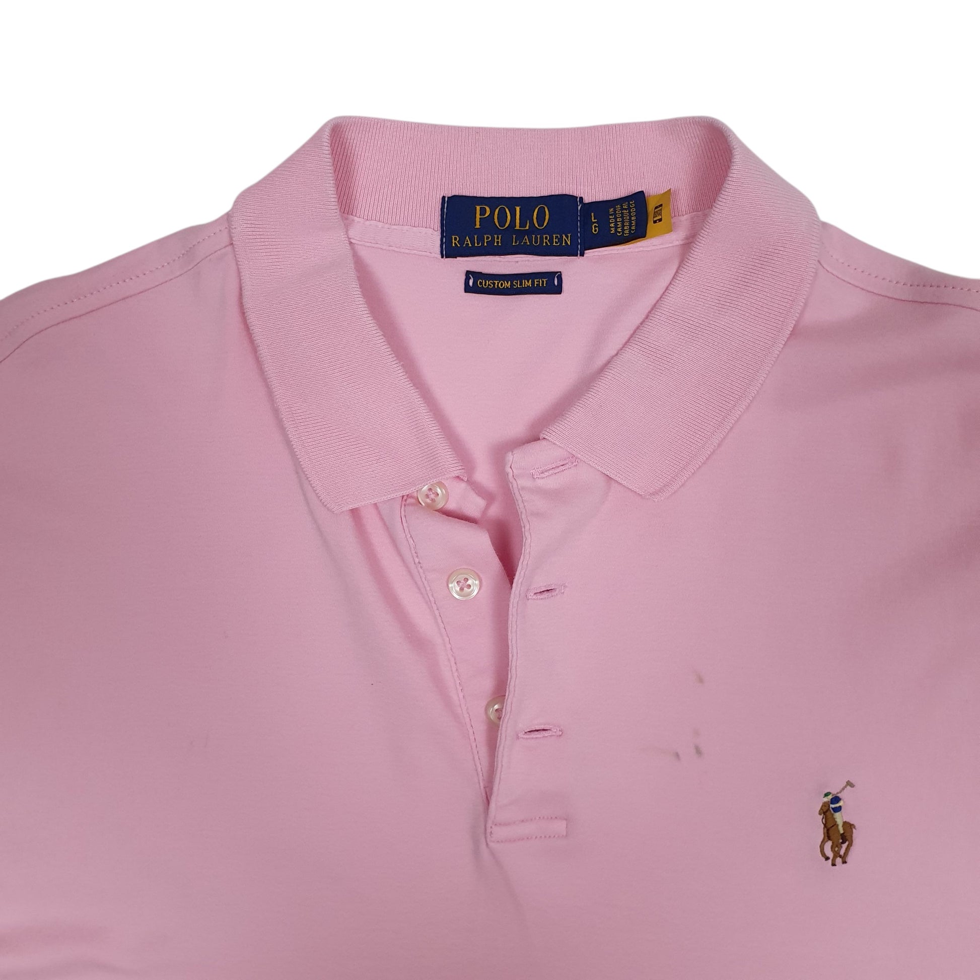 Mens Pink Polo Ralph Lauren Custom Slim Fit  Polo Shirt