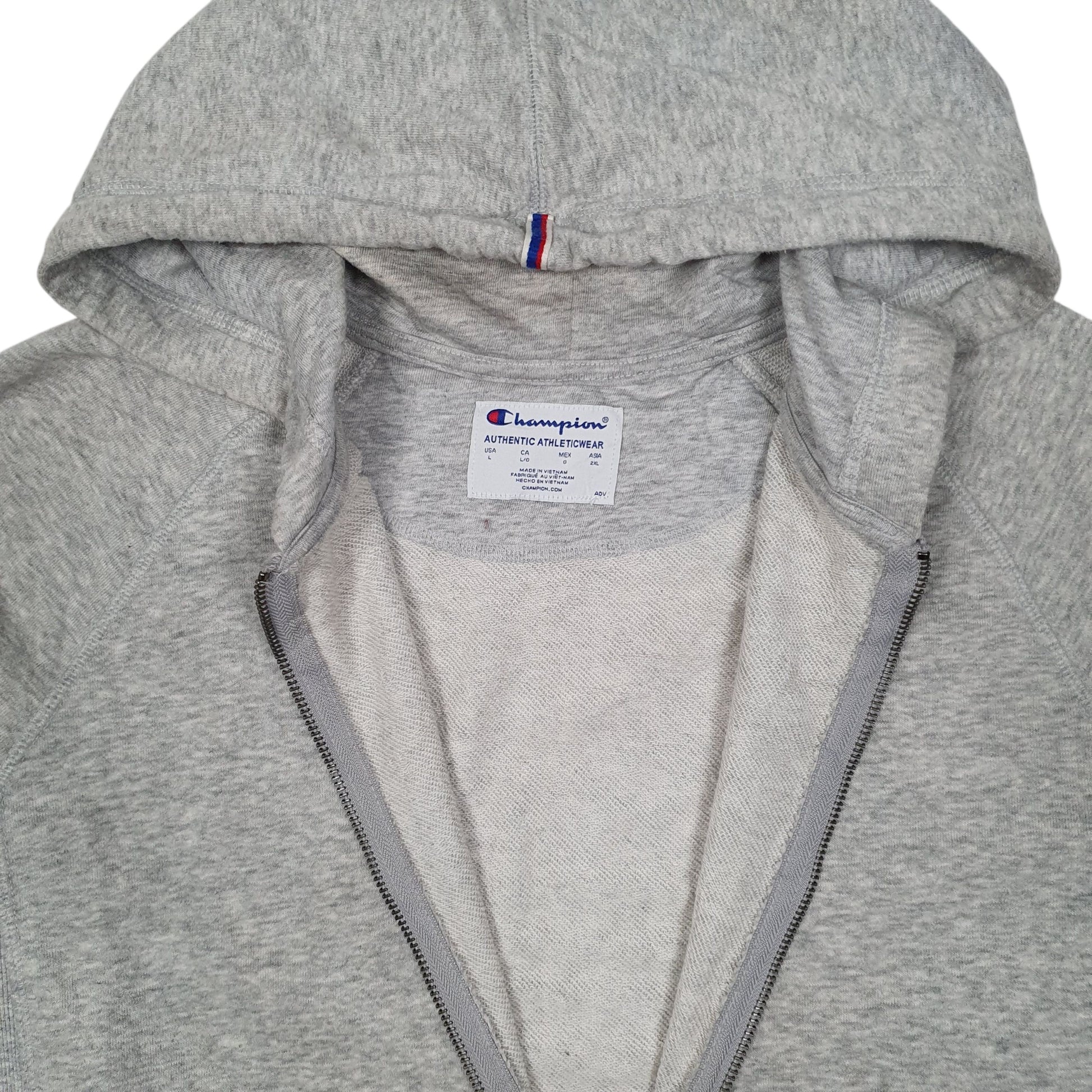 Mens Grey Champion Hoodie Full Zip Jumper