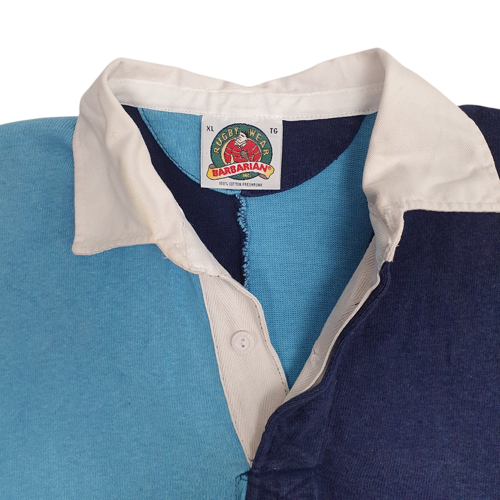 Mens Blue Barbarian Rugby Hoodie Polo Shirt