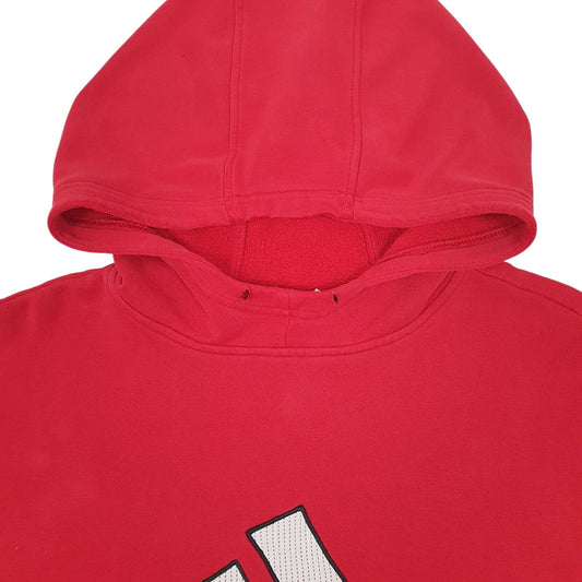 Mens Red Adidas Spellout Hoodie Jumper