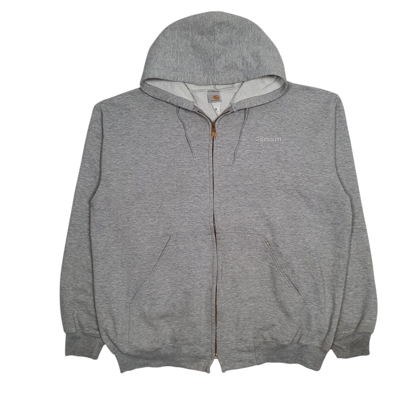 Mens Grey Carhartt K122 Vintage 00s Hoodie Full Zip Jumper