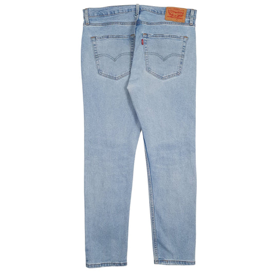 Mens Blue Levis Distressed Crewneck Jeans