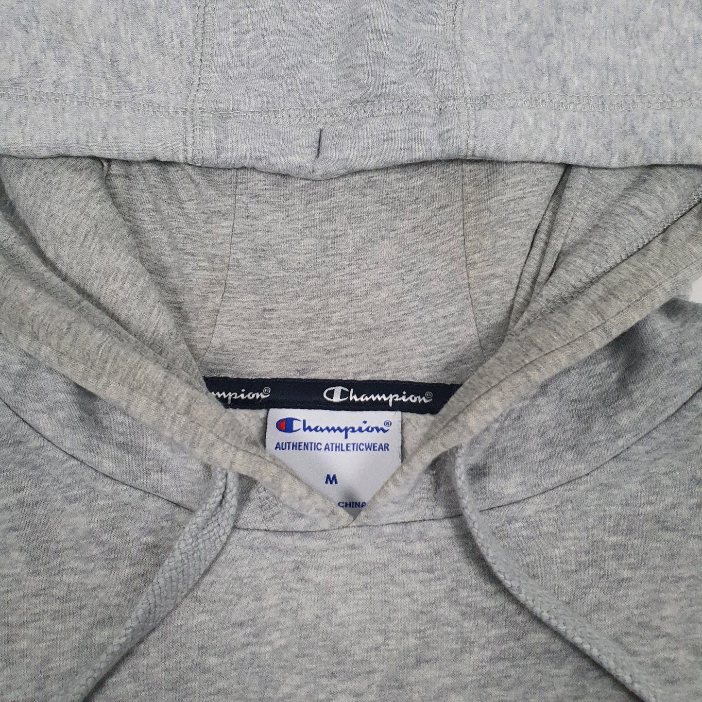 Mens Grey Champion Spellout Hoodie Jumper