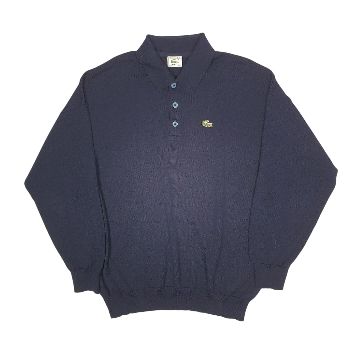 Mens Navy Lacoste Made In France Long Sleeve Polo Shirt