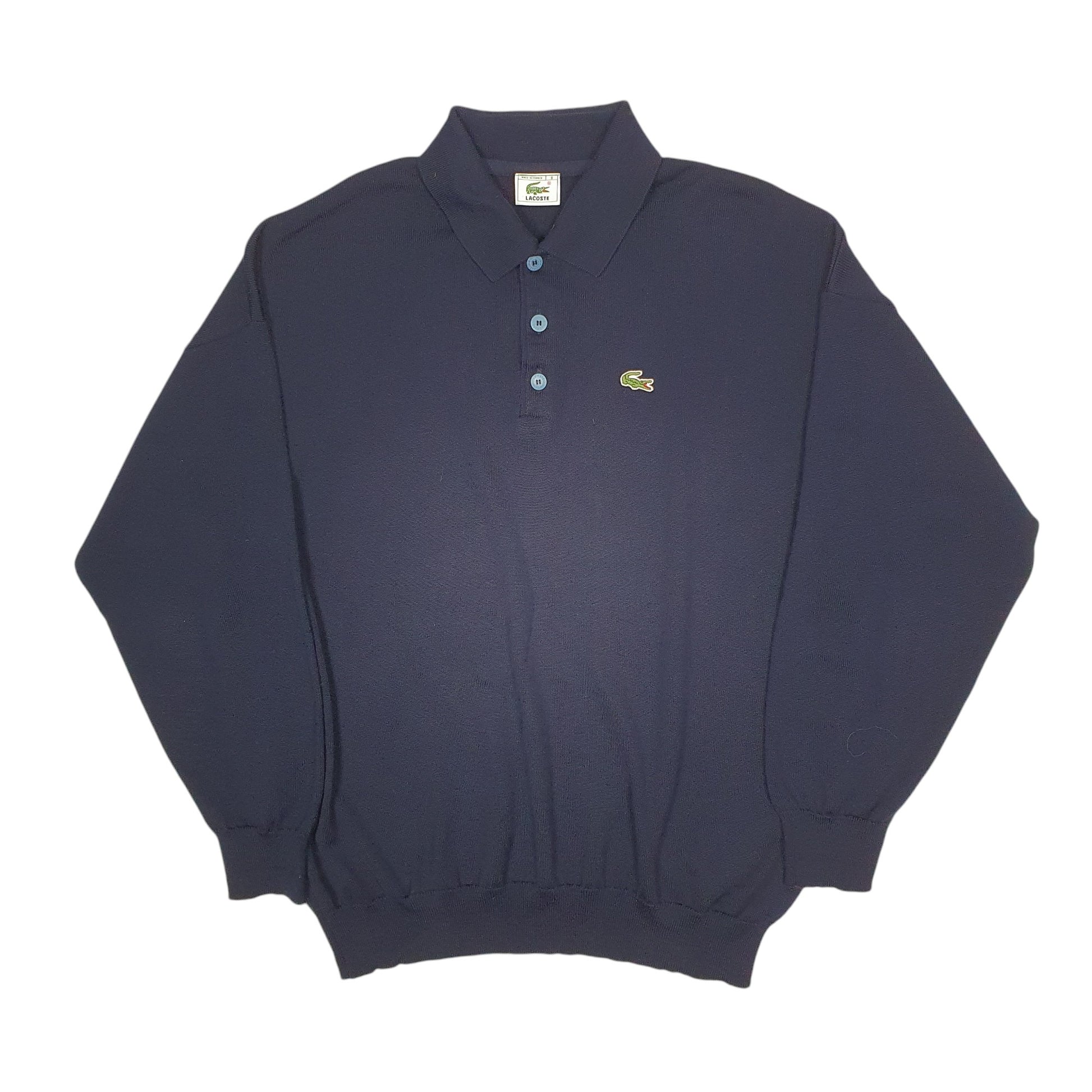 Mens Navy Lacoste Made In France Long Sleeve Polo Shirt