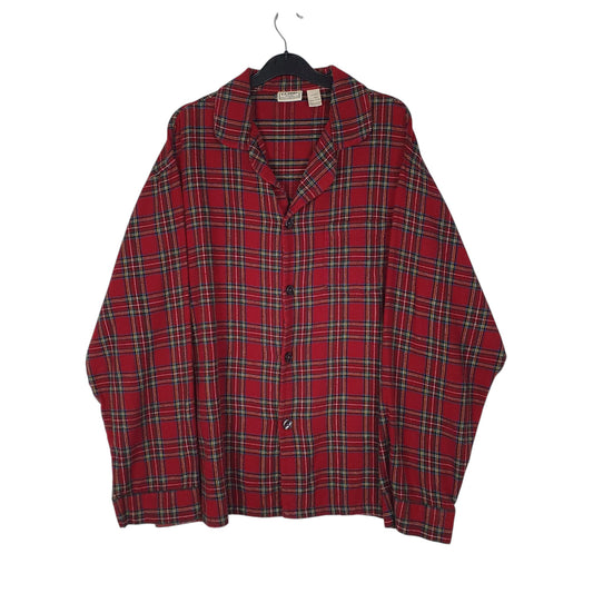 Mens Red L.L.Bean Thick Flannel Plaid Cardigan Long Sleeve Shirt