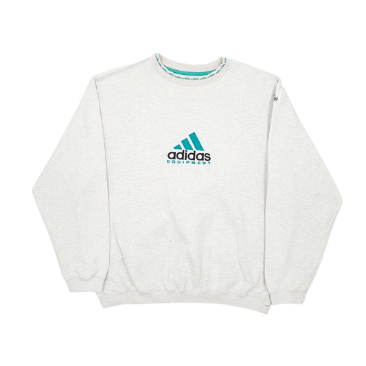 Mens Grey Adidas Equipment Vintage 90s Spellout Crewneck Jumper